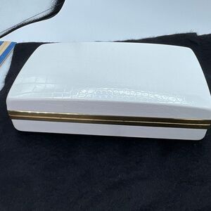 Vintage Midcentury faux reptile jewelry box star Sputnik interior